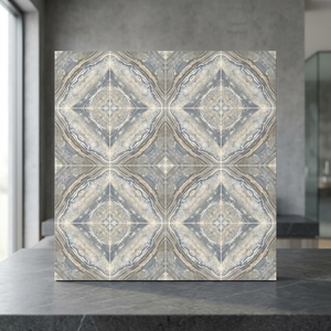 Azulejos de porcelana digitalizada esmaltada Vistaar Grey de 600x600 mm con acabado rústico de mármol para los mercados globales de azulejos, diseño Bookmatch. - Product Image 1