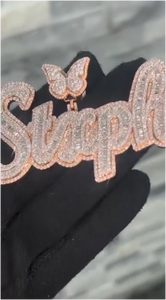 Colgante de moissanita estilo hip hop con nombre personalizado, letra VVS, joyería de diamantes con incrustaciones de moissanita, colgante de moissanita de plata 925 - Product Image 6