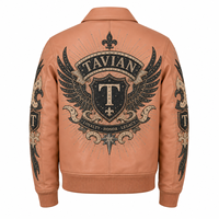 Blouson Bomber Homme Personnalisé en Cuir Véritable avec Patch Brodé, Blouson de Course Style Universitaire, Fabricant OEM ODM en Gros