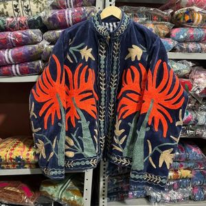 Indian Handmade Suzani Cotton Jacket Hand Embroidered Short Jacket Unisex Coat Handmade Suzani Short Jacket - Product Image 1