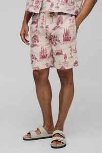 Pantalones Cortos Bermuda de Algodón con Estampado Toile para Hombre, con Cintura Elástica y Bolsillos, Estilo Casual, Personalizados - Product Image 5