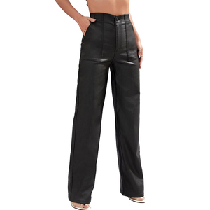 Pantalon en cuir pour femme, style streetwear, couleur unie, taille mi-haute, respirant, haute qualité, best-seller en ligne - Product Image 4