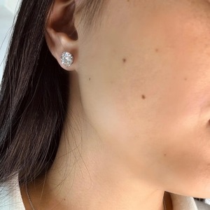 3 Carat Total Weight Round Cut Lab Grown Diamond Stud <b>Earrings</b> 14K White Gold Basket Setting IGI Certified E-VVS2 - Product Image 2