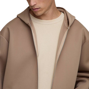 <b>Neutral</b> Tone Cotton Fleece Men Hoodie Applique Embroidery Oversized Zip Up Hoodies for Men Streetwear Brand Manufacturing - Product Image 4