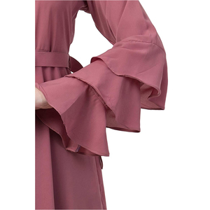 Trendy Casual Satin Abaya Women Smooth Shiny Fabric Elegant Flow Floor Length <b>Long</b> Sleeve Beaded Embroidery Quick Dry Breathable - Product Image 6