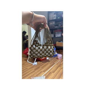 Top Selling Handmade Beaded Macramé <b>Mini</b> Bag Boho Style Open-Weave Purse with Decorative Knots Perfect for Smartphones - Product Image 2