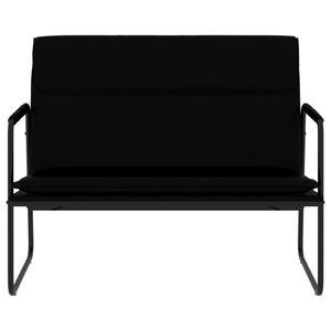 Banco de Metal con Tapizado de Cuero Sintético Negro, 39.4 x 25.2 x 31.5 Pulgadas, Madera Contrachapada, Sofá para Sala de Estar - Product Image 3