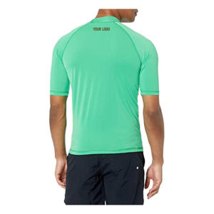 Men's Three Quarter Sleeve Rash Guard Quick Dry Polyester <b>Swim</b> <b>Shirt</b> Front Logo Print Adult Sport Top - Product Image 4
