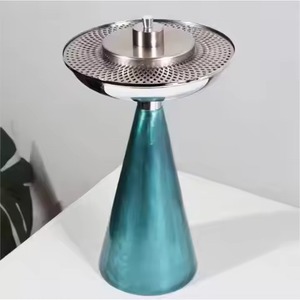 Ensemble Bakhoor en métal bleu ciel avec accents floraux, plateau de service ovale, pinces à charbon, pot de rangement, brûleur d'encens arabe de luxe - Product Image 5