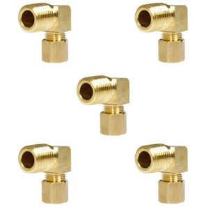 Codo de Compresión de Latón Sólido de 90 Grados con Rosca Macho, Conector de Barra de 1/4 Pulgada para Sistemas de Agua y Gas - Product Image 2