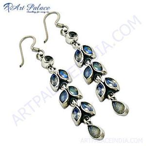 Rainbow Moonstone <b>Silver</b> <b>Long</b> Fashion <b>Earrings</b> - Product Image 1