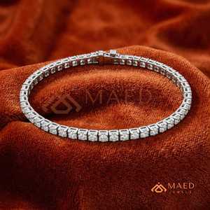 สร้อยข้อมือเทนนิสโมอิสซาไนต์ทรงกลมเงินแท้ 925 สำหรับผู้หญิง ซานฟรานซิสโก เครื่องประดับเรียบหรู สไตล์แฟชั่น - Product Image 3