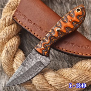Cuchillo de Caza Profesional de Acero de Damasco con Hoja Fija y Mango de Madera de Palisandro, Cuchillo Táctico Personalizado para Exteriores - Product Image 2