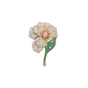 Broche de Moda Hecho a Mano con Cuentas de Semillas y Adorno Floral, Diseño de Última Tendencia, Broches de Moda Artesanales con Cuentas de Semillas - Product Image 1