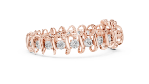 Bracelet en or rose plaqué diamant, taille brillant rond, bijoux de luxe pour femme, bracelet ouvert à maillons ronds en or rose plaqué - Product Image 4