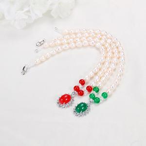 Collier en perles d'eau douce de 8 mm en gros, petit pendentif en forme de goutte, chaîne de mère, bijoux - Product Image 4