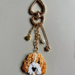 Porte-clés personnalisé avec portrait d'animal en perles, pendentifs et breloques commémoratifs pour animaux de compagnie, porte-clés photo brodé pour les amoureux des animaux - Product Image 1