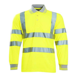 Hi Vis Long Sleeve Polo Shirt for Men Reflective Polyester Safety Construction Road Industrial Workwear Polo Shirts - Product Image 3
