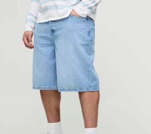 Pantalones Cortos de Mezclilla para Hombre, Estilo Casual, 100% Algodón, con Logotipo Personalizado, Lavados, Sueltos, hasta la Rodilla - Product Image 1