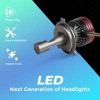 Phares LED ROADPOWER M8 Pro Max, ampoules H4, 120000LM, 6000K, IP65, étanches, installation facile, plug and play, aluminium de qualité aéronautique