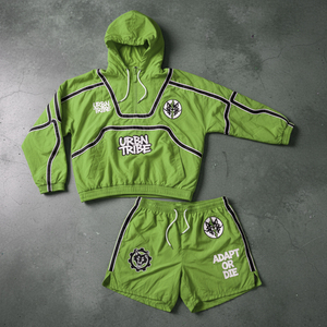 Custom Men Sets Two Piece Windbreaker <b>Shorts</b> and <b>Jacket</b> Hoodie Tracksuit Reflective Zip up Nylon Two Piece Windbreaker <b>Short</b> Set - Product Image 5