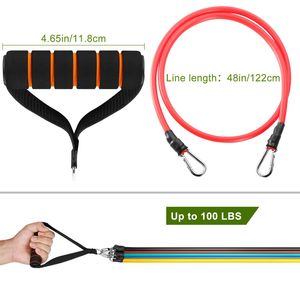 Set di fasce per allenamento Fitness da 11 pezzi, tubi di resistenza da 100 libbre, maniglie di ancoraggio per la caviglia, cinturini per allenamento fisico, Yoga - Product Image 3