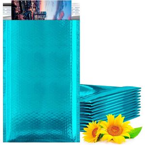 Teal metallizzato Bubble mailer da 5X9 pollici confezione da 25 buste di spedizione in lamina autosigillante Poly mailer impermeabili per piccole imprese - Product Image 1