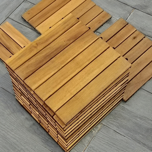 Azulejos de cubierta entrelazados de madera de acacia 300x300mm diseño cuadrado de teca dorada impermeable Interior Exterior Patio cubierta tradicional - Product Image 4