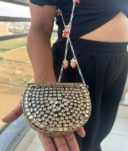 Top Ranked Hand Embellished Embossed <b>Gold</b>-Plated Metal Kundan Pearl Bridal Clutch <b>Evening</b> <b>Bag</b> Wedding Event F S INTERNATIONAL - Product Image 3