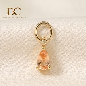 Latest Design 14KT <b>Solid</b> Yellow <b>Gold</b> Minimalist Charm <b>Pendant</b> With Lab Grown Morganite Prong Setting Unisex Fine Jewelry - Product Image 2
