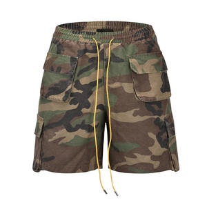 Shorts cargo en jean camouflage pour homme, taille mi-haute, cordon de serrage, taille élastique, plusieurs poches, style utilitaire hiver, coton respirant - Product Image 1