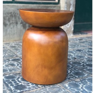 Indonesian Handmade Solid Suar Wood <b>Stool</b> Side Table Minimalist Sculptural Bowl Top Design Natural Finish Indoor Living Room Bed - Product Image 1