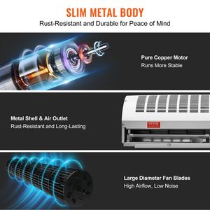 36 \ "Commercieel Binnenluchtgordijn Supervermogen 2 Snelheden 1200cfm Aan De Muur Gemonteerde Zware Deurventilator Eenvoudig Te Installeren 110V Luchtreinigers - Product Image 6
