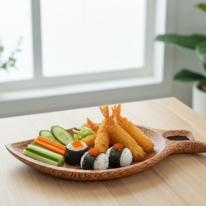 Plato de madera de coco natural de alta calidad con forma de hoja para aperitivos, plato rústico para la cena, regalo de cocina de Vietnam. - Product Image 3