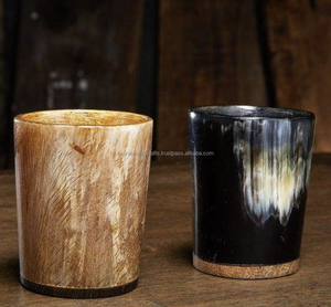 Luxurious Polished Natural Buffalo <b>Black</b> Horn Viking <b>Drinking</b> Horn <b>Glasses</b> Short <b>Glass</b> Animal Style - Product Image 1