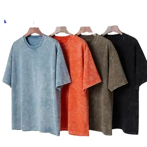 Oem Groothandel Op Maat Hoge Kwaliteit Unisex Custom Logo Oversized T-Shirt 100% Katoen Zuur Wassen Tshirt Voor Mannen Baggy Effen T-Shirt