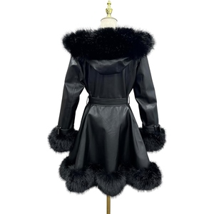 Abrigo Largo de Piel Sintética de Lujo para Mujer, Elegante Abrigo de Invierno con Cinturón, Prenda Exterior Cálida y a la Moda, Proveedor Mayorista OEM Personalizado - Product Image 2