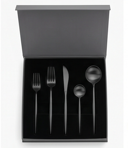 Ensemble de couverts en acier inoxydable enduit de couleur noire couverts à manger cuisine mariage maison Restaurant utilisation ensemble de 5 fourchette couteau cuillère - Product Image 6