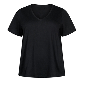 Camiseta de Cuello en V para Mujer, Tallas Grandes, 100% Algodón, Transpirable, Antiarrugas, Verano, OEM ODM, Venta al Por Mayor - Product Image 1