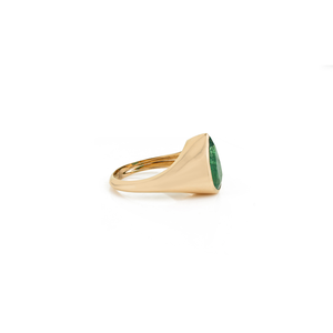 Luxury Fine Top Quality Pear Shape Emerald 18K Pure Yellow Gold Statement <b>Chunky</b> <b>Ring</b> For Unisex Bold Wedding Jewelry Wholesaler - Product Image 5