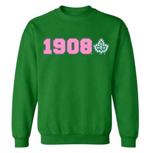 Alpha AKA Forest <b>Green</b> 1908 Ivy Crewneck Sweatshirt Pink Graphic Fleece Unisex Greek Sorority Apparel OEM ODM - Product Image 1