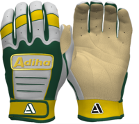 Guantes de Bateo Adiha Verdes, Amarillos y Blancos, de Cuero Acolchado, con Cierre de Gancho y Bucle, Unisex, para Adultos, Duraderos, Ligeros y Profesionales