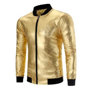 Custom Men's Iridescent <b>Canvas</b> Windproof Bomber <b>Jacket</b> Slim Fit Turn Collar Zipper Closure Gradient Coated Streetwear Autumn - Product Image 5