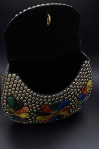 Bolso de Mano de Cuero de Moda con Correa de Cadena Dorada, Colores Mezclados, Patrón Ovalado, Forma Personalizada - Product Image 6