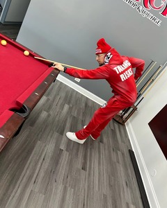 Men <b>Red</b> Hooded Tracksuit Set Full Length Sweatpants With Side Pockets 100% Cotton Streetwear Autumn Wear - Product Image 1