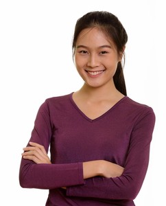 T-shirt à manches courtes col en V pour femme, couleur unie, coupe ajustée, jersey décontracté, 100% coton - Product Image 6