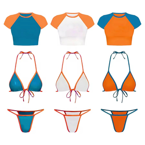 Conjuntos de bikini OEM, bikini de tres piezas con pareo, precio de fábrica, traje de baño para mujer, logotipo personalizado, entrega rápida - Product Image 3