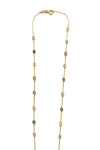 Collar de Moda Revalia en Oro Amarillo de 18K con Piedras Preciosas Multicolores, Collar Elegante con Cadena de Cuentas Coloridas Minimalista para Mujer - Product Image 6