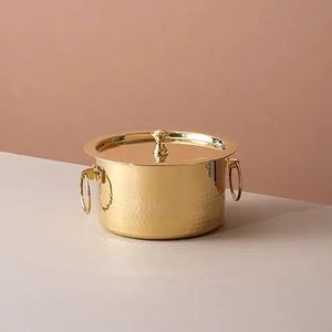 Handmade Brass Food Serving Casserole Dish with Lid Premium Hammered Buffet Hot Pot Kitchen Restaurant Hotel Wholesale - Product Image 1