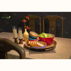 Bandeja decorativa de bambú hilado ecológica ligera hecha en Vietnam para cocina casera - Product Image 6